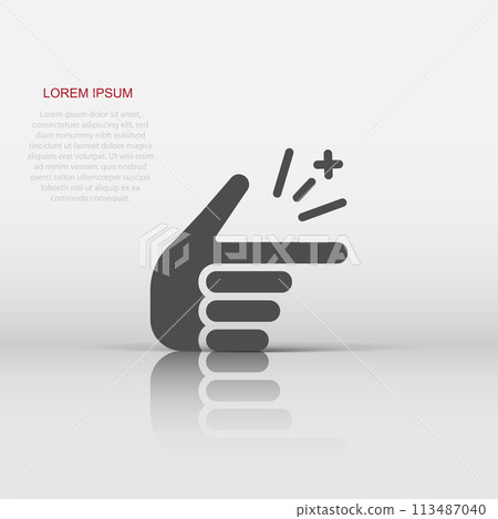 Finger snap icon in flat style. Fingers expression vector illustration on white isolated background. Snap gesture business concept. 113487040
