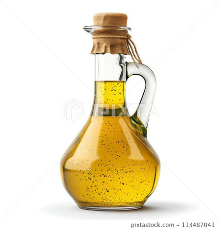 Elegant Olive Oil Bottle with Fresh Olives Isolated. Generative ai 113487041