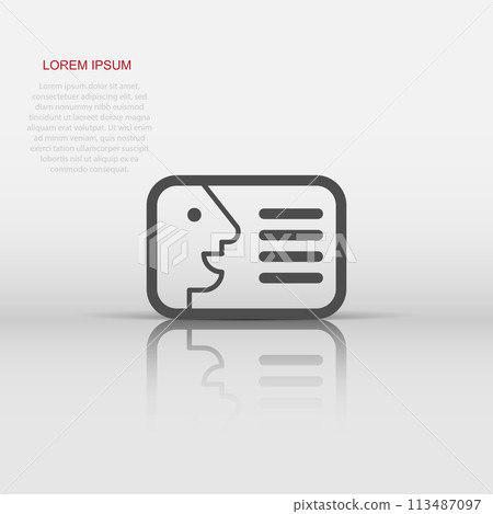 Id card icon in flat style. Identity badge vector illustration on white background. Access cardholder people business concept. 113487097