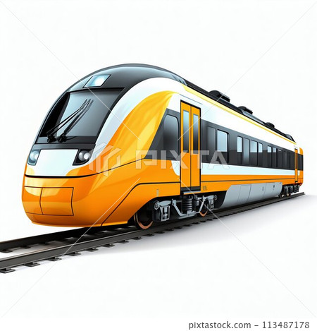 Modern Bright Fast Train, Isolated on White Background. Generative ai 113487178