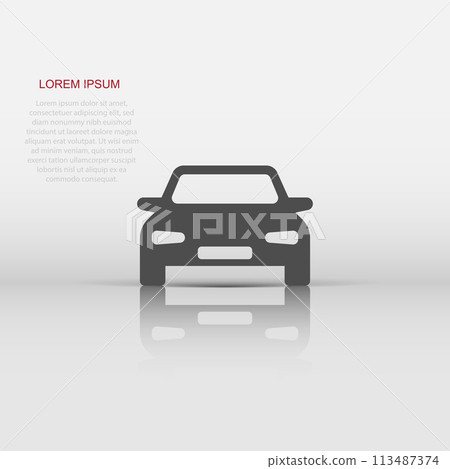 Car vector icon in flat style. Automobile vehicle illustration on white isolated background. Car sedan concept. 113487374