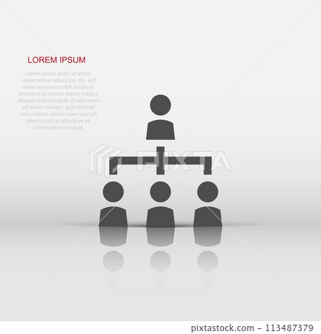Corporate organization chart with business people vector icon in flat style. People cooperation illustration on white isolated background. Teamwork business concept. Corporate organization chart with business people vector icon in flat style. People cooperation illustration on white isolated background. Teamwork business concept. 113487379