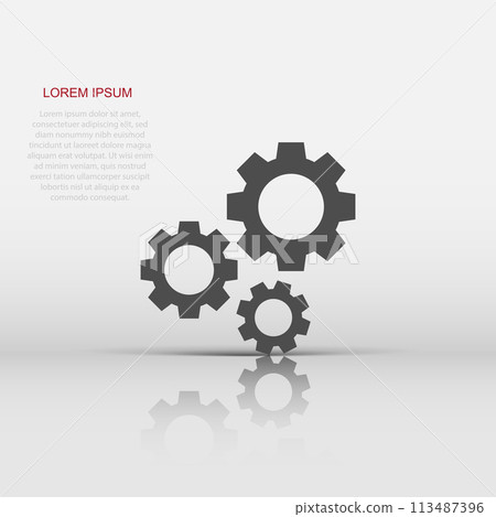 Gear vector icon in flat style. Cog wheel illustration on white isolated background. Gearwheel cogwheel business concept. Gear vector icon in flat style. Cog wheel illustration on white isolated background. Gearwheel cogwheel business concept. 113487396