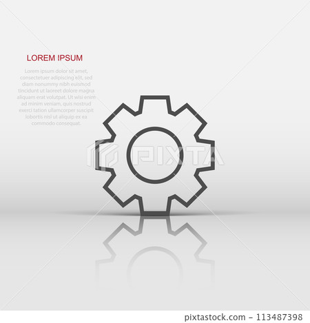 Gear vector icon in flat style. Cog wheel illustration on white isolated background. Gearwheel cogwheel business concept. Gear vector icon in flat style. Cog wheel illustration on white isolated background. Gearwheel cogwheel business concept. 113487398