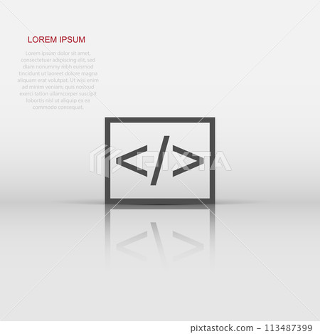 Open source business vector icon in flat style. Api programming illustration on white isolated background. Programmer technology concept. 113487399