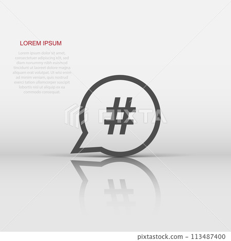 Hashtag vector icon in flat style. Social media marketing illustration on white isolated background. Hashtag network concept. Hashtag vector icon in flat style. Social media marketing illustration on white isolated background. Hashtag network concept. 113487400