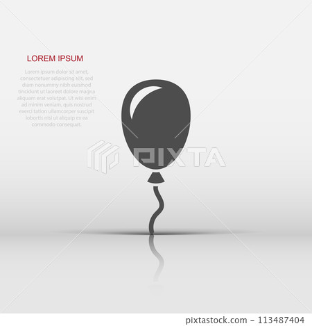Air balloon flat vector icon. Birthday baloon illustration on white isolated background. Balloon business concept. Air balloon flat vector icon. Birthday baloon illustration on white isolated background. Balloon business concept. 113487404