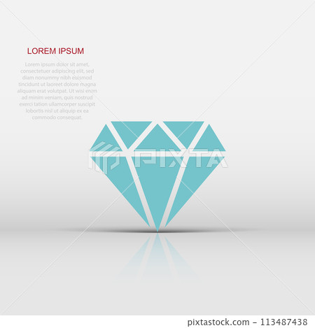 Diamond jewel gem vector icon in flat style. Diamond gemstone illustration on white isolated background. Jewelry brilliant concept. Diamond jewel gem vector icon in flat style. Diamond gemstone illustration on white isolated background. Jewelry brilliant concept. 113487438