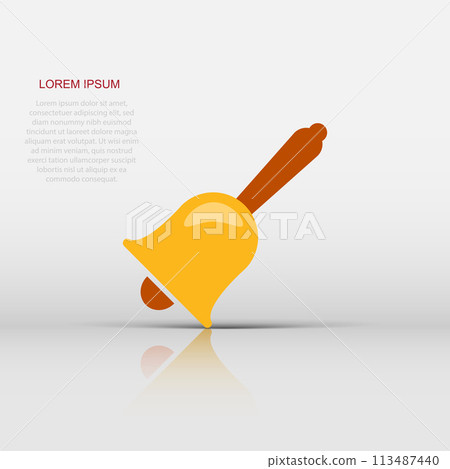 Bell alarm vector icon in flat style. Bell jingle illustration on white isolated background. Gong business concept. Bell alarm vector icon in flat style. Bell jingle illustration on white isolated background. Gong business concept. 113487440
