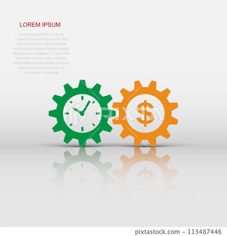 Business and finance management icon in flat style. Time is money illustration on white isolated background. Financial strategy business concept. Business and finance management icon in flat style. Time is money illustration on white isolated background. Financial strategy business concept. 113487446