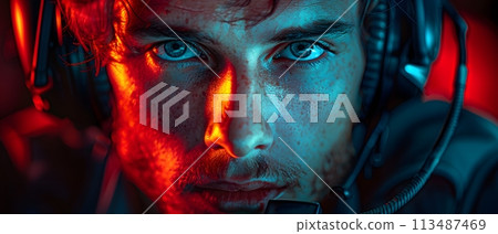 Illustration of call center worker doesn't look convincing in the image which has red tint to symbolize danger. It reflects the current problem of criminals calling to defraud victims in many forms. Illustration of call center worker doesn't look convincing in the image which has red tint to symbolize danger. It reflects the current problem of criminals calling to defraud victims in many forms. 113487469