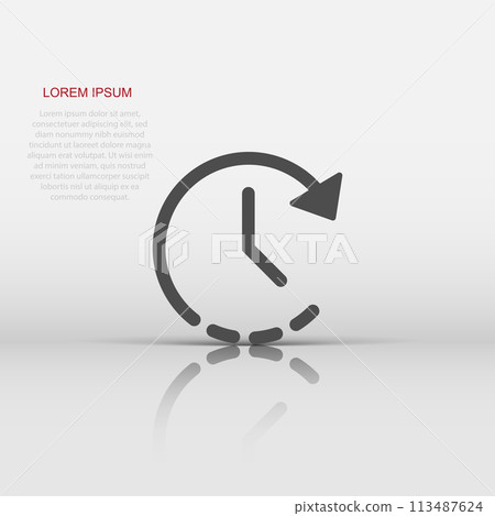 Clock time icon in flat style. Vector illustration. Business concept clock timer pictogram. 113487624
