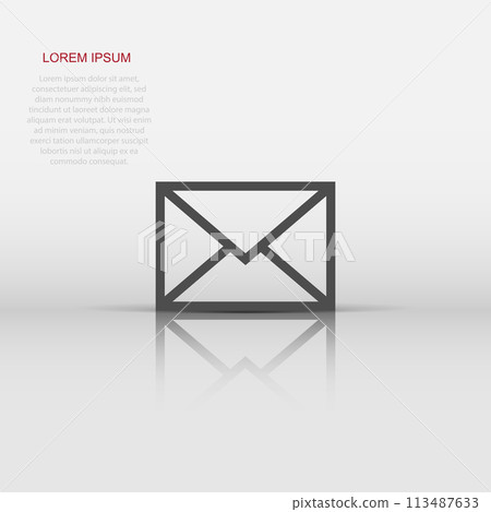 Mail envelope icon in flat style. Email message vector illustration on white isolated background. Mailbox e-mail business concept. Mail envelope icon in flat style. Email message vector illustration on white isolated background. Mailbox e-mail business concept. 113487633