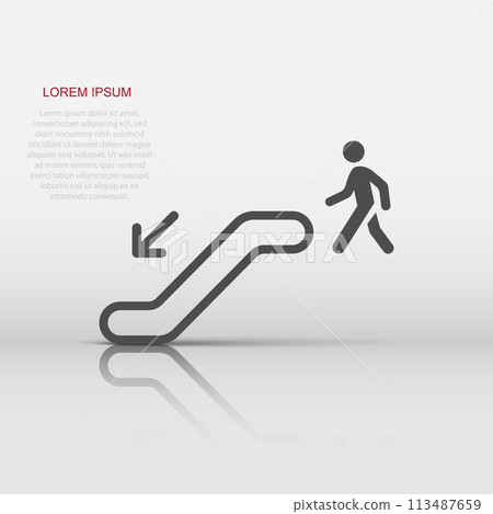 Escalator elevator icon. Vector illustration. Business concept escalator pictogram. Escalator elevator icon. Vector illustration. Business concept escalator pictogram. 113487659