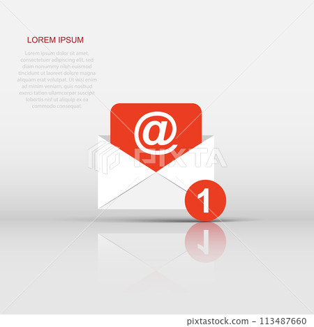 Mail envelope icon in flat style. Email message vector illustration on white isolated background. Mailbox e-mail business concept. Mail envelope icon in flat style. Email message vector illustration on white isolated background. Mailbox e-mail business concept. 113487660