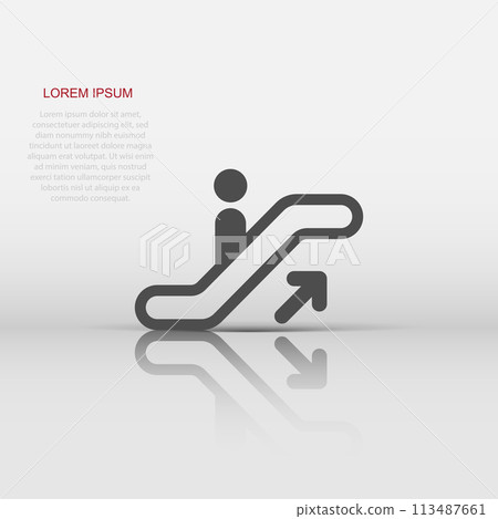 Escalator elevator icon. Vector illustration. Business concept escalator pictogram. Escalator elevator icon. Vector illustration. Business concept escalator pictogram. 113487661