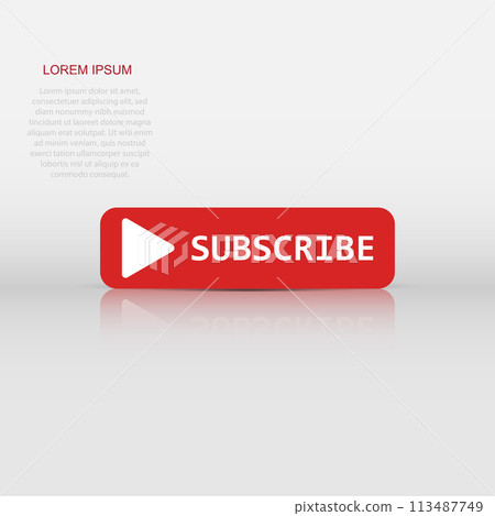 Subscribe button icon. Vector illustration. Business concept subscribe pictogram. Subscribe button icon. Vector illustration. Business concept subscribe pictogram. 113487749