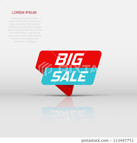 Big sale banner badge icon. Vector illustration. Business concept big sale pictogram. 113487751