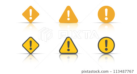 Exclamation mark icons set in flat style. Danger alarm vector illustration on white isolated background. Caution risk business concept. 113487767