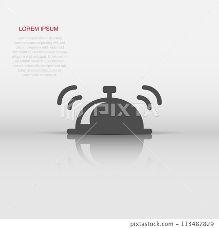 Bell vector icon in flat style. Alarm bell illustration on white isolated background. Handbell sign concept. 113487829