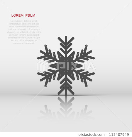 Snowflake icon in flat style. Snow flake winter vector illustration on isolated background. Christmas snowfall ornament business concept. Snowflake icon in flat style. Snow flake winter vector illustration on isolated background. Christmas snowfall ornament business concept. 113487949