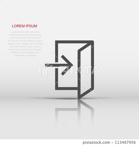 Entrance door in flat style. Exit doors illustration on white isolated background. Doorway entrance concept. Entrance door in flat style. Exit doors illustration on white isolated background. Doorway entrance concept. 113487956