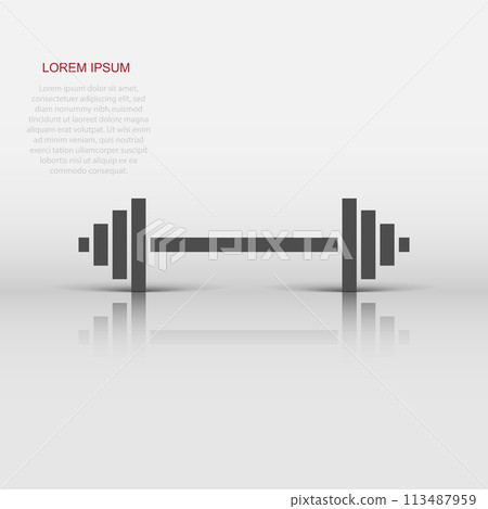 Dumbbell fitness gym in flat style. Barbell illustration on white isolated background. Bodybuilding sport concept. Dumbbell fitness gym in flat style. Barbell illustration on white isolated background. Bodybuilding sport concept. 113487959