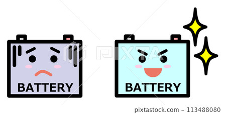 Comparison illustration of high-performance battery and old battery Comparison illustration of high-performance battery and old battery 113488080