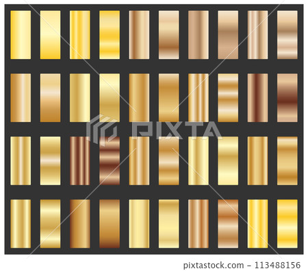 Golden gradient. A set of metal gradient samples for creative design and creative ideas 113488156