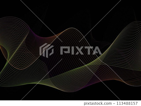 Abstract colored luminous waves on a dark background. Layout of the cover, poster, banner, poster. A template for interior design, creative design and creative ideas 113488157