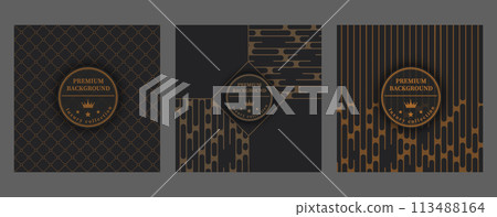 A luxurious pattern. Premium background for interior decoration, textiles, packaging and backgrounds. Golden ornament on a dark background. Creative design idea A luxurious pattern. Premium background for interior decoration, textiles, packaging and backgrounds. Golden ornament on a dark background. Creative design idea 113488164