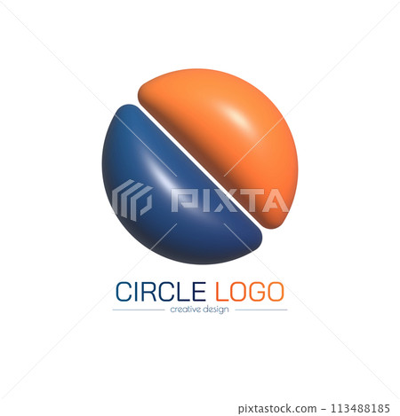 3d circle logo. A template for a brand, ID, sticker, sticker, or pictogram. Social network icon, corporate design idea 3d circle logo. A template for a brand, ID, sticker, sticker, or pictogram. Social network icon, corporate design idea 113488185