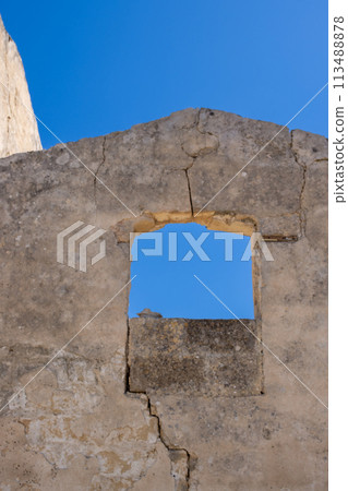 Ruin of a house and a blue sky, Sicily, Italy Ruin of a house and a blue sky, Sicily, Italy 113488878