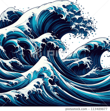 Ukiyo-e style waves Ukiyo-e style waves 113489877