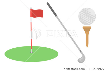 Golf ball and golf club illustration 113489927