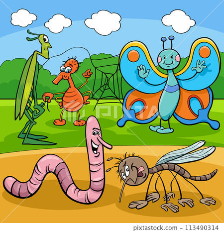 funny cartoon insects animal characters group funny cartoon insects animal characters group 113490314