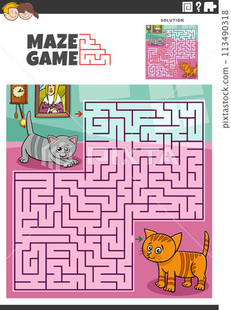 maze activity with cute cartoon kittens characters maze activity with cute cartoon kittens characters 113490318