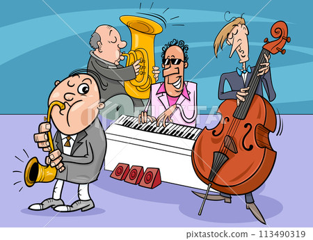 musicians characters performing jazz music musicians characters performing jazz music 113490319