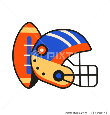 American Football Helmet and Ball Icons 113490341