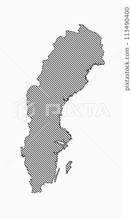 Abstract map Sweden, parallel grey lines Abstract map Sweden, parallel grey lines 113490400