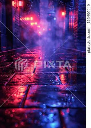 Group of Lights Illuminating Stage 113490449