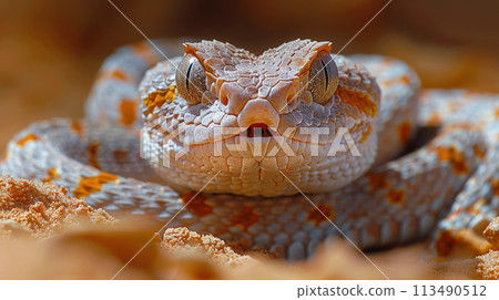 Close Up of a Lizard on a Rock 113490512