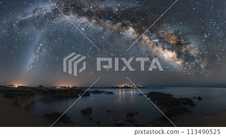 Starry Night Sky Filled With Stars and Milky Way 113490525