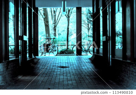 vintage toned photo of a room with a window 113490810