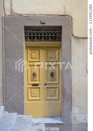 typical entrance doors of houses in Valletta, Malta 113491260