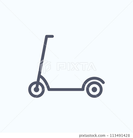 Electric scooter vector line icon logo. Bicycle electric scooter silhouette charge design 113491428