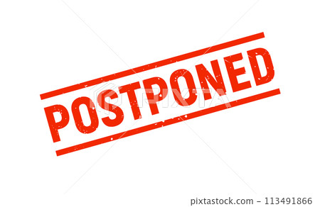 Postpone stamp red grunge icon. Postponed banner canceled stamp delay business rubber vector label 113491866