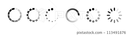 Load buffer icon circle. Buffer preloader symbol upload page. Download icon symbol loader vector Load buffer icon circle. Buffer preloader symbol upload page. Download icon symbol loader vector 113491876