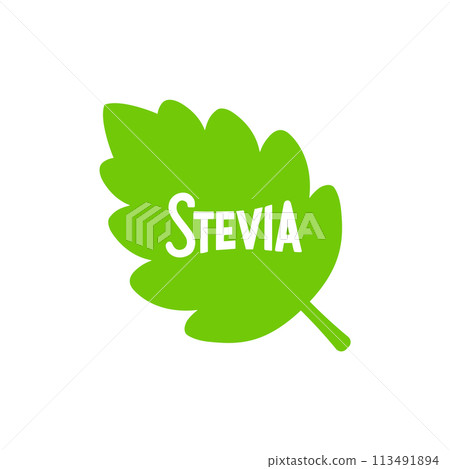 Stevia rebaudiana logo icon. Stevia leaf vector logo badge label plant natural extract. Herbal 113491894