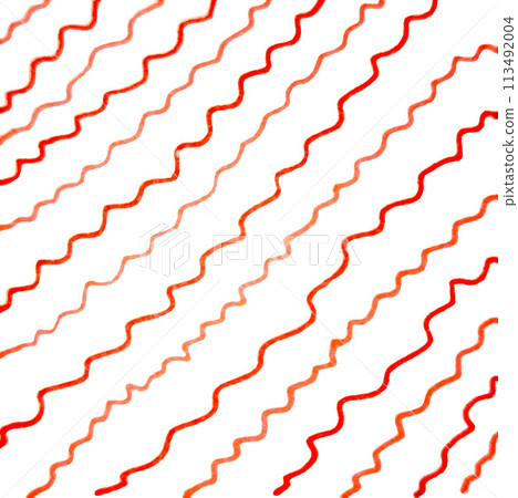 Wavy lines of red orange color on white background hand drawing Wavy lines of red orange color on white background hand drawing 113492004